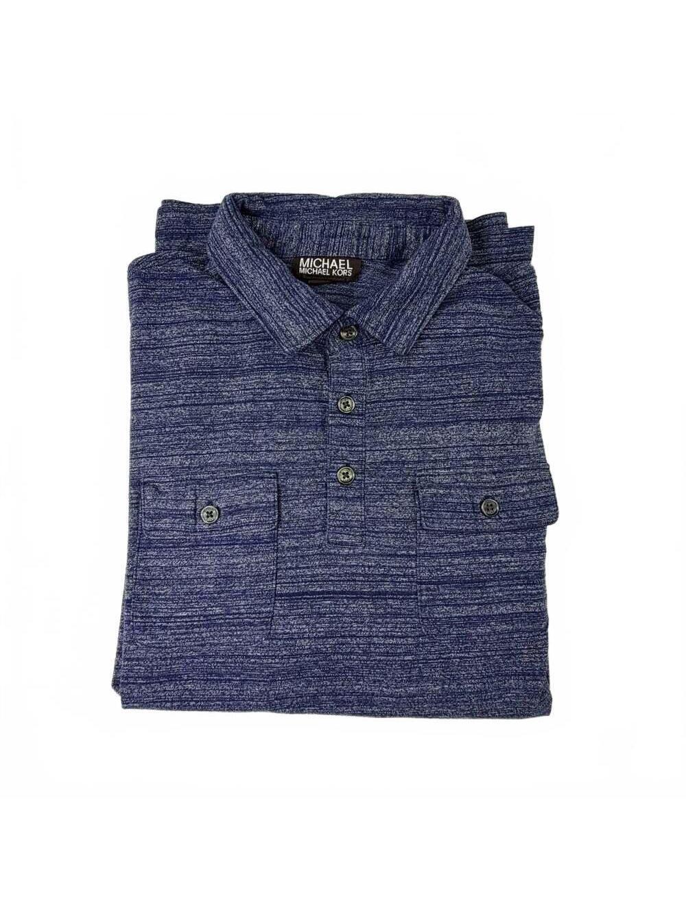 Michael Kors Men's Medium Navy Blue Striped Polo Shirt